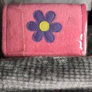 Colorful Flower Wallet 10 1/4" × 4 1/4" wide color: Pink, purple, and yellow
